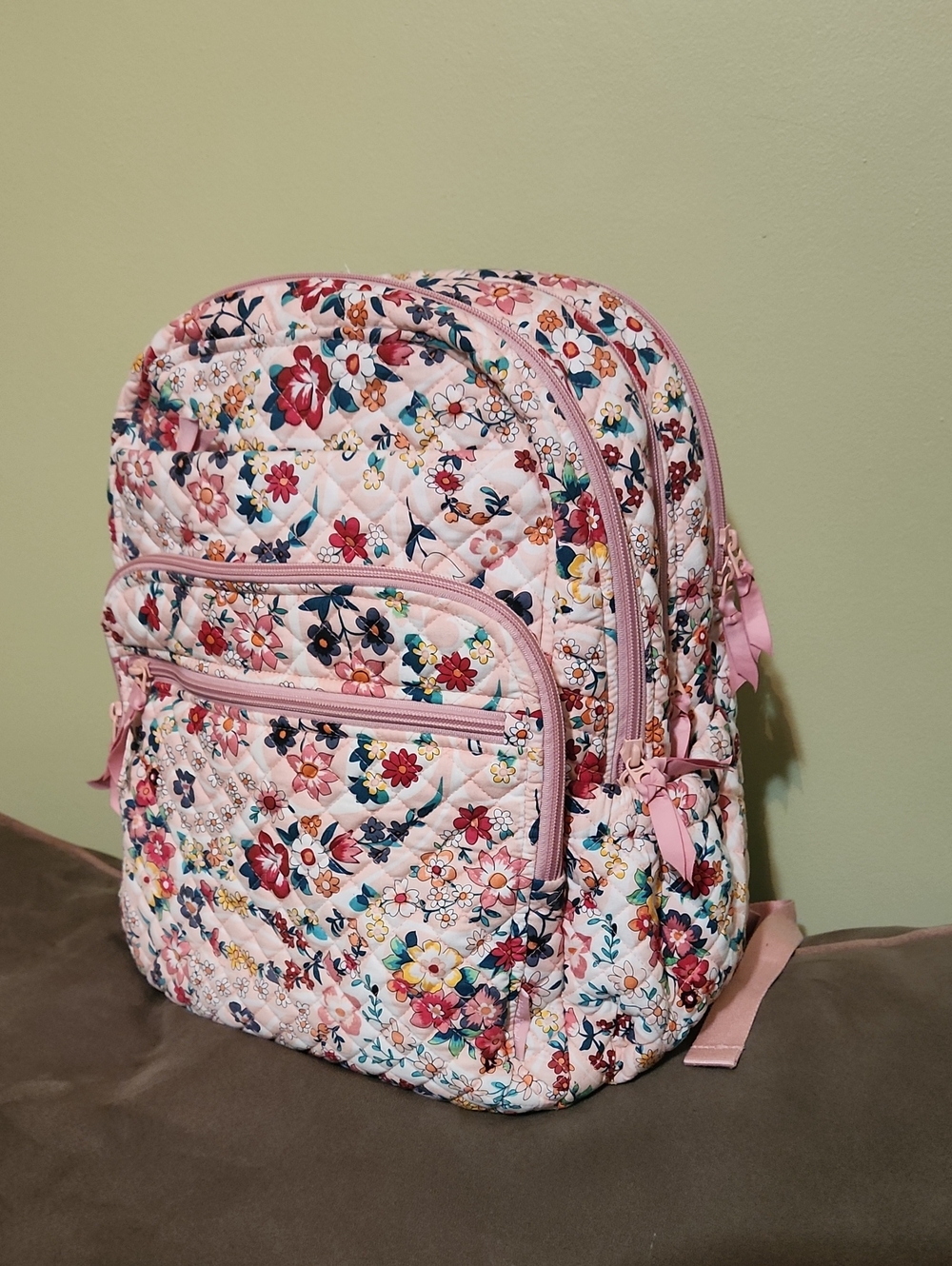 Vera Bradley Pink Floral Quilted Backpack - Women's Girl's Bag